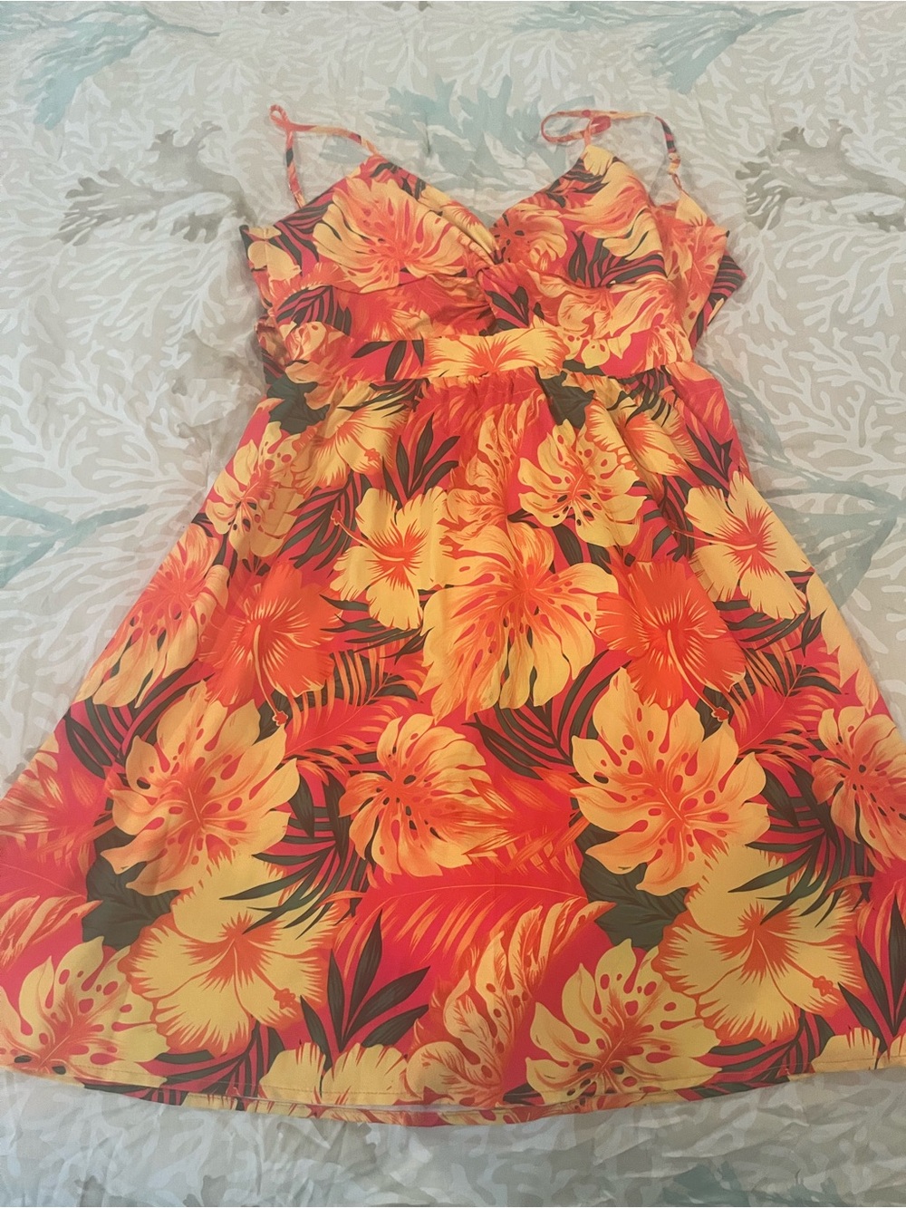 Tropical Floral Sundress in Vibrant Yellow & Orange